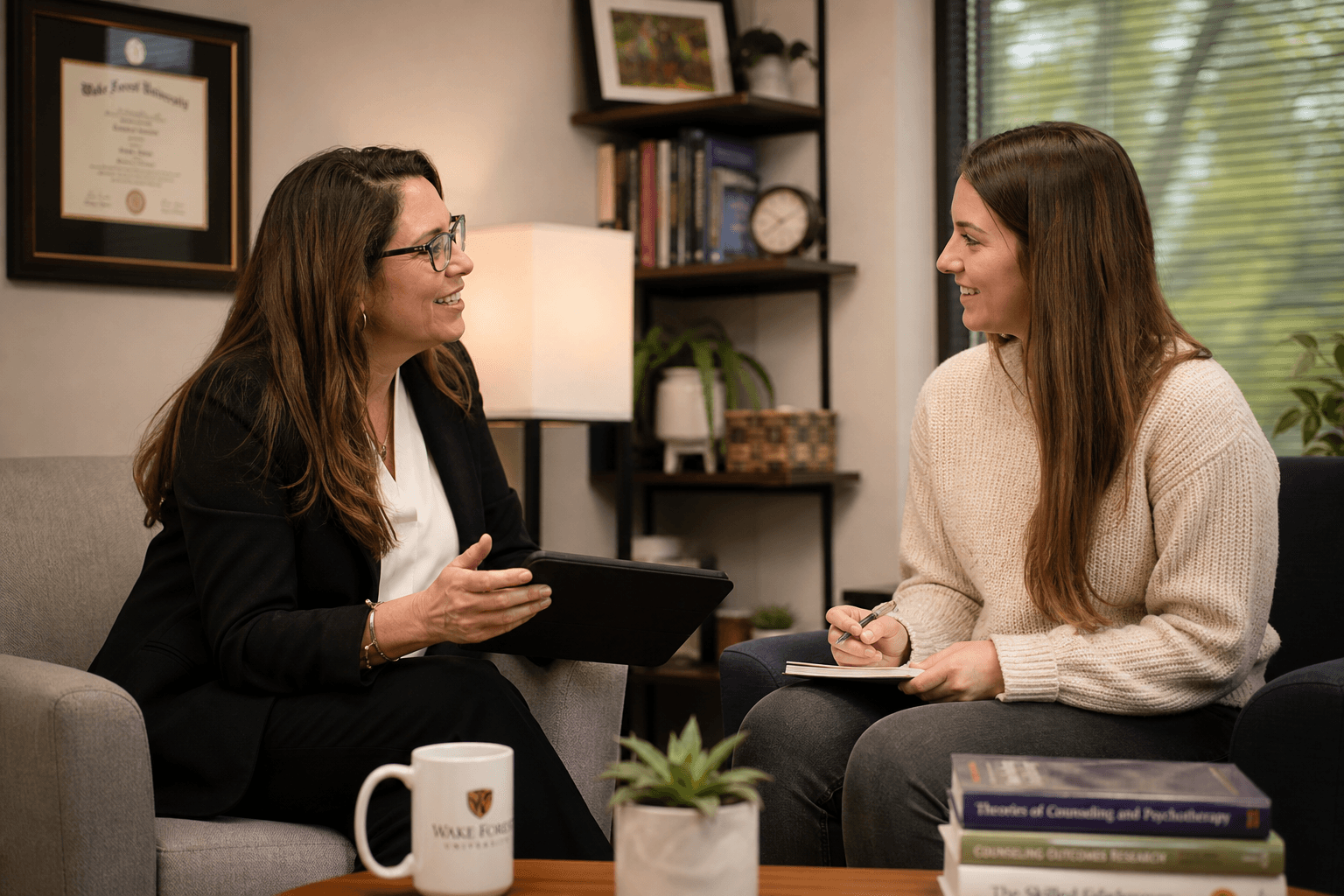 Faculty supervisor meeting with a counseling graduate student