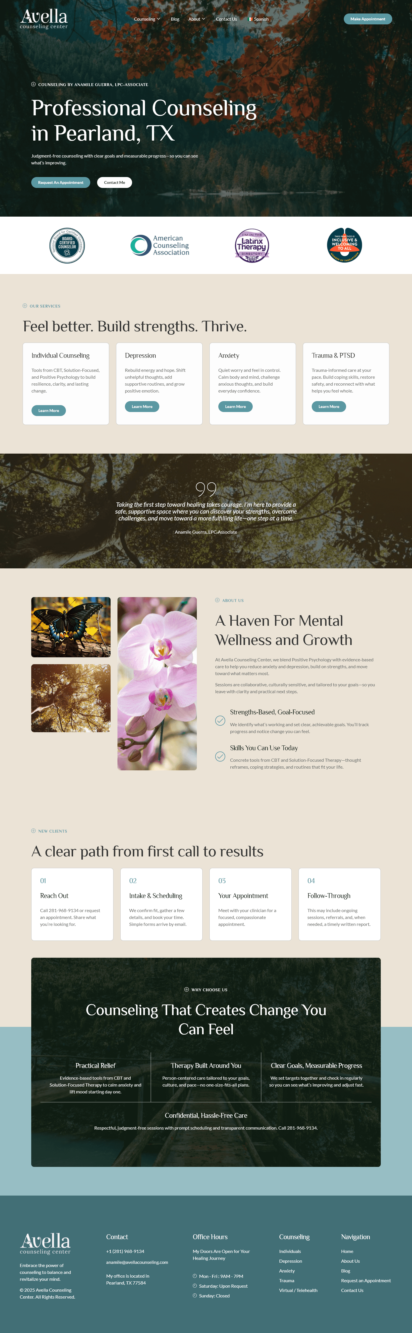 Avella Counseling Center website