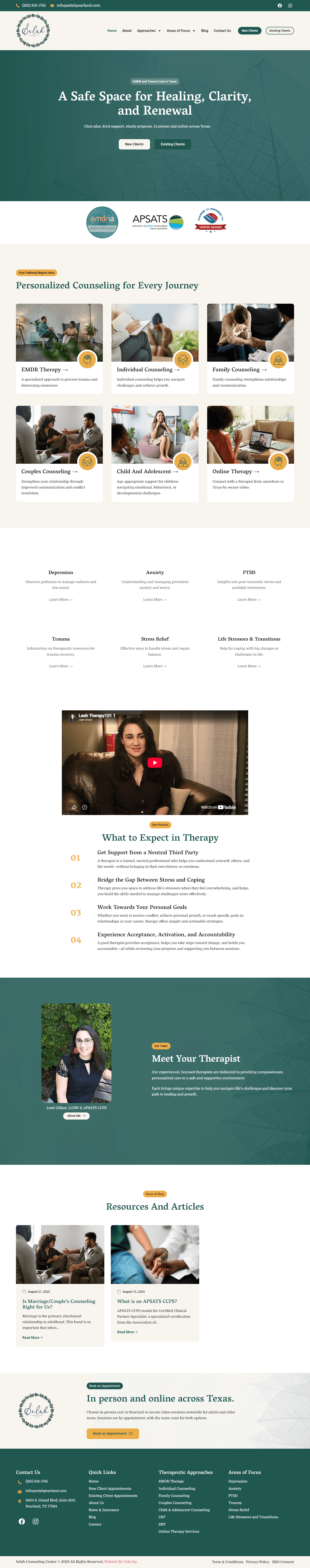 Selah Counseling Center website